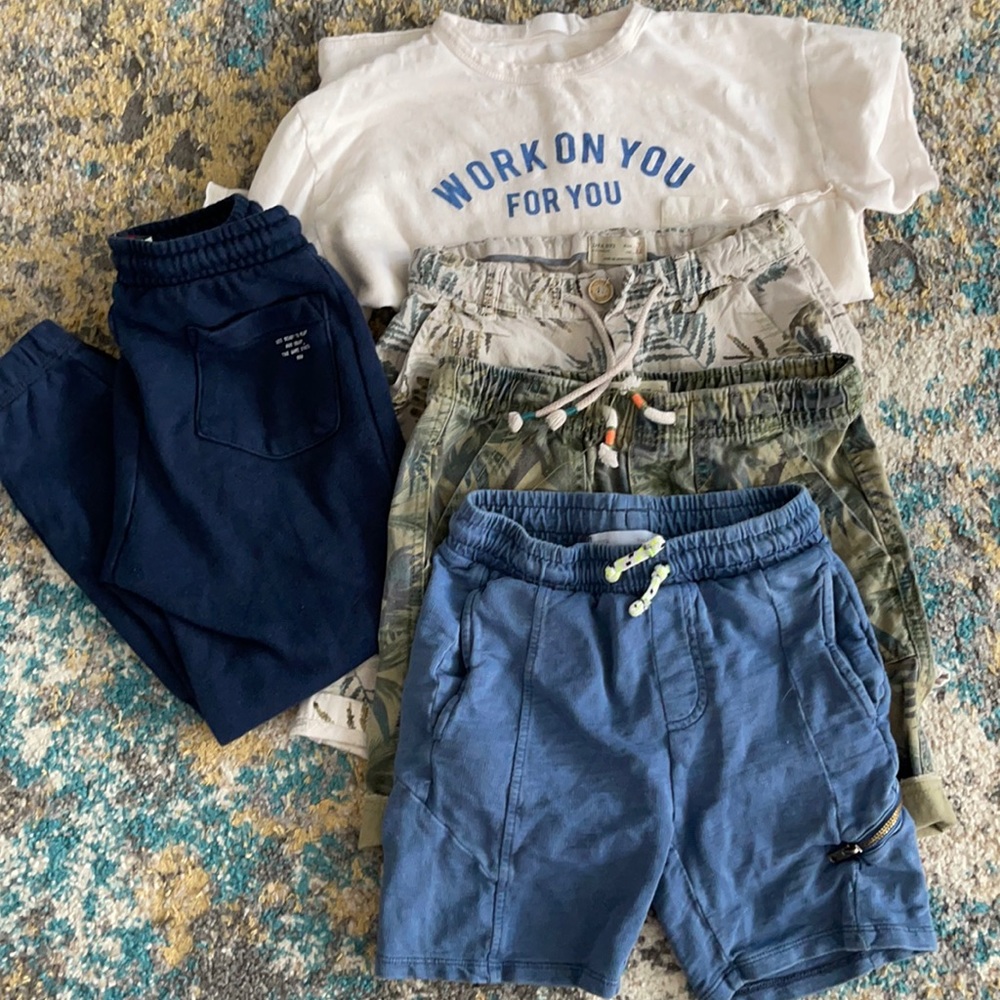 LOT OF 3 Zara shorts,1 Pants & 1 T-Shirt Boy Sz7Y